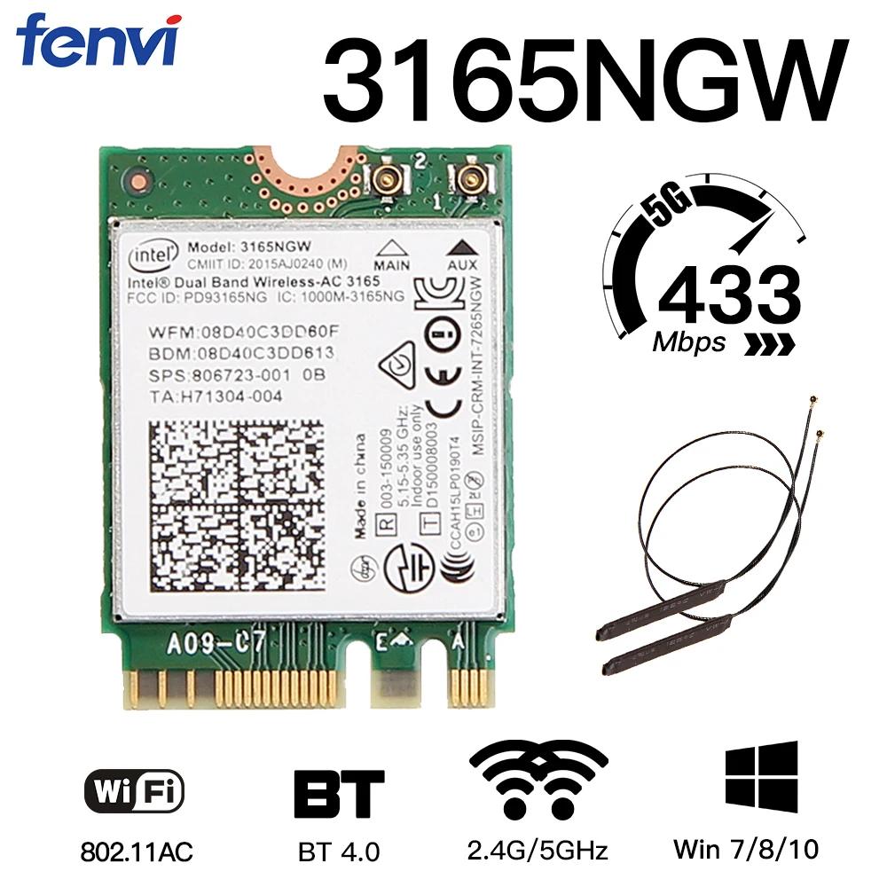    AC  3165 NGFF 802.11ac  3165NGW M.2 WLAN ī,  4.0 Ʈũ Ϳ, 2.4G, 5Ghz, 433Mbps